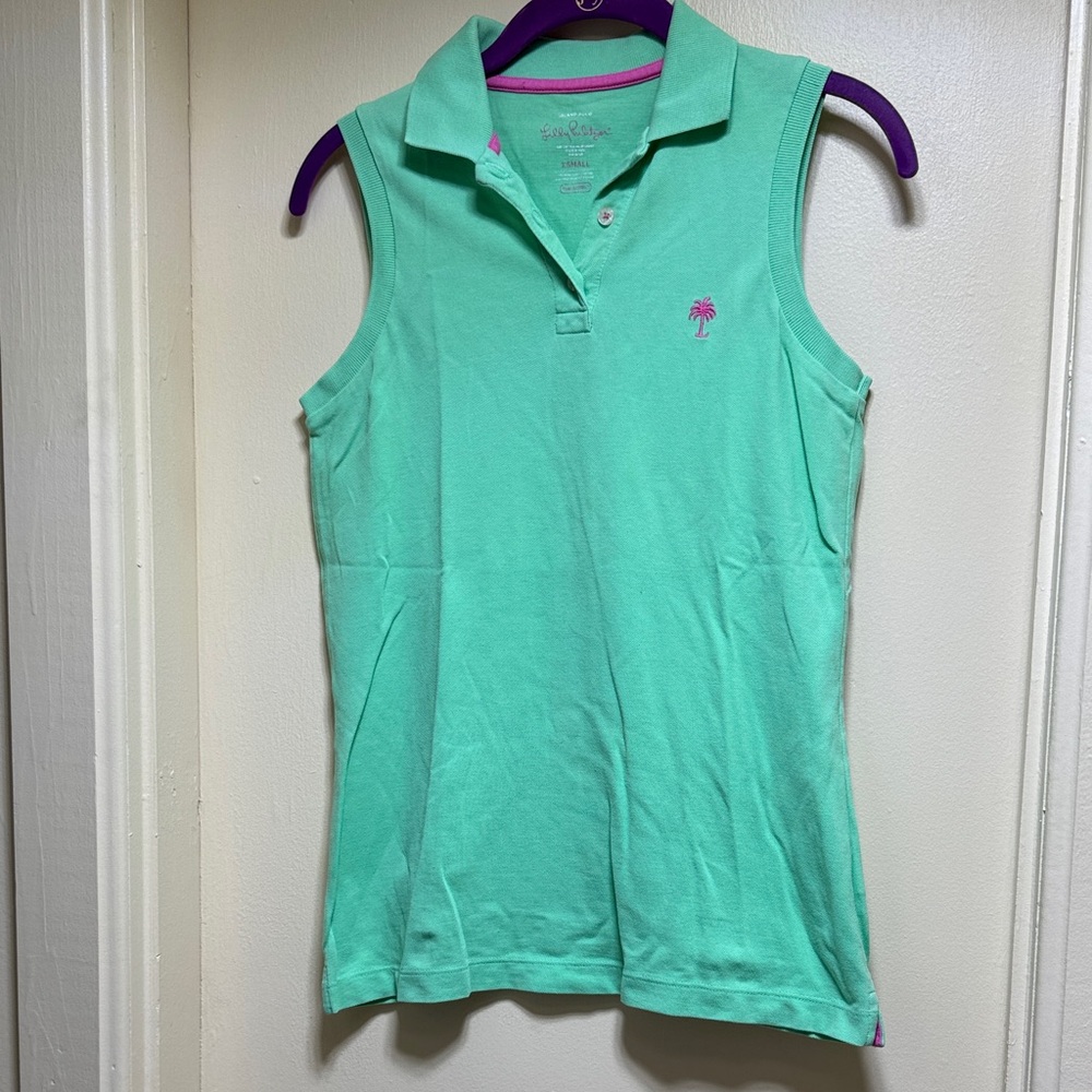 Lilly Pulitzer Aqua Sleeveless Polo Top